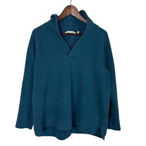 Soft Surroundings Teal Blue Textured Long Sleeve Sweater Top Women's XL